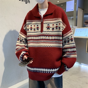 半拉链套头针织衫毛衣外套男士港风潮牌休闲百搭线衣 M1705-P56图片