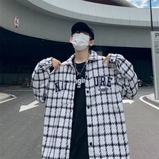 秋季新款休闲外套男潮格子夹克男生穿搭宽松上衣服CS2301/P52，男装夹克，星座506
