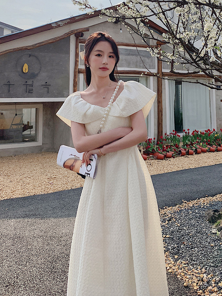 法式气质温柔风初恋连衣裙女2025夏季新款韩版收腰显瘦荷叶领长裙,女装连衣裙,浙宝210（原浙宝191）