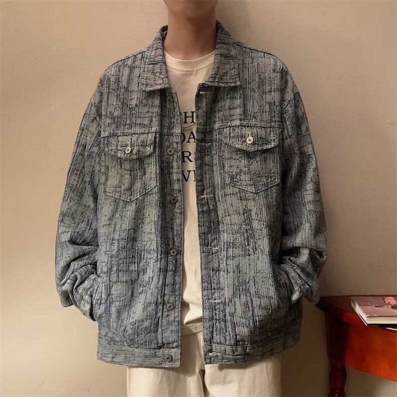 牛仔外套男士春秋季潮牌ins情侣棒球服秋装褂子JD00013P65图片