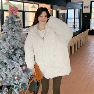 白色毛毛加厚棉服H8381P215K328图片