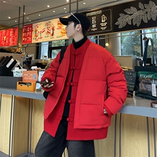 中式唐装男款冬季加厚风汉服青红色立领休闲外套A33-P158，男装棉衣，星座816A（原B366）