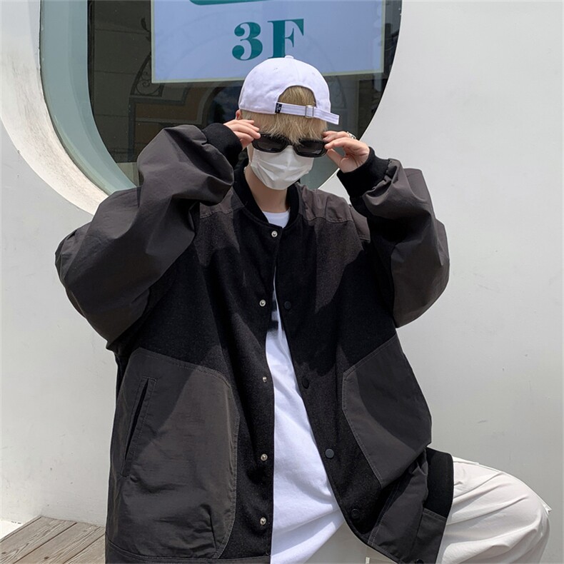 春装棒球服呢子外套男休闲拼色夹克上衣JK83P95,男装夹克,电商C323