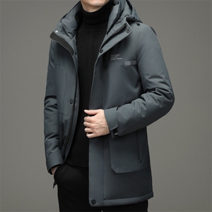 男装白鸭绒羽绒服冬季新款2022中年男士可脱卸帽加厚保暖外套潮图片