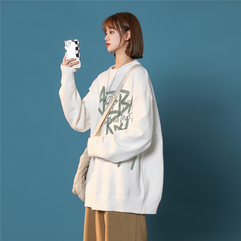 中性秋/冬新款潮流字母趣味印花百搭保暖圆领套头毛衣M1030P50K68,男装针织衫/毛衣,A247A