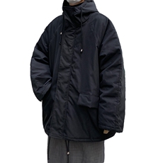 现货秋冬中长款棉衣男宽松连帽棉服加厚外套XZ716A-1-MY154P100，男装棉衣，星座716A-1（原星座815）