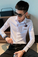CS009P55控782021春秋社会小伙修身翻领重工潮流衬衣衬衫男黑，男装衬衫，星座102A（原电商D309-1）