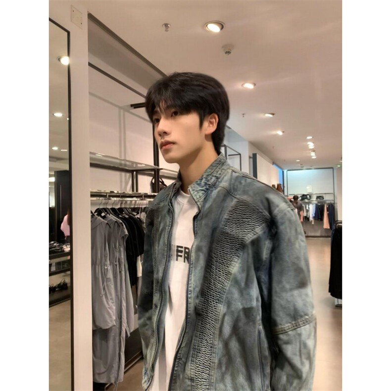 【有货】JK8955LL-特P88cleanfit水洗做旧工装牛仔垫肩外套送腰带,男装工装外套,星座1007（原301D）