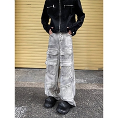 脏脏牛仔裤男女韩版潮流口袋个性高街2024秋冬ins长裤RK2246-P59，男装牛仔裤，星座412-2