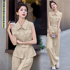 2026夏装新款简约时尚休闲马甲两件套裤,女装套装/套裙,美沁, 2026夏装新款简约时尚休闲马甲两件套裤,女装套装/套裙,美沁,