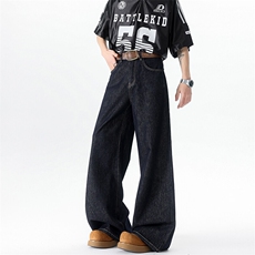 8XL-M原牛！深蓝美式阔腿牛仔裤垂感慵懒休闲拖地直通裤K9139P68，男装休闲裤，电商D206-1