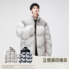 棉服男潮拼色情侣上衣港风加厚保暖宽松立领外套M0780-P90，男装棉衣，星座308B-2