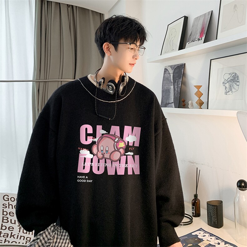 控78假两件毛衣男大码加绒针织衫男毛线衣M80318-P55加绒P70,男装针织衫/毛衣,电商A040