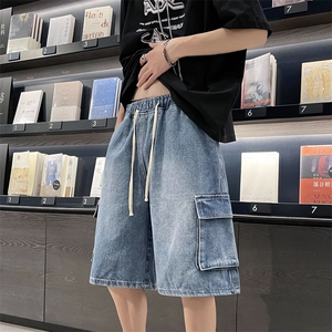 韩版工装牛仔短裤男多口袋宽松五分裤夏季潮流港风中裤 K3347-P38图片