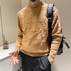 针织衫男秋冬圆领羊毛衫上衣个性百搭线衣男装款提花烫钻X6003，男装针织衫/毛衣，星座1116A-2（原606A-1）