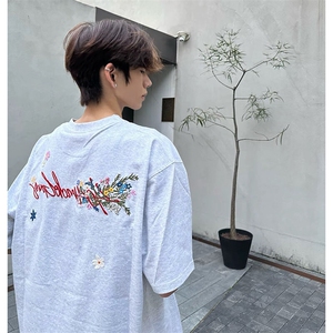 万针全刺绣工艺抖音得物高品质260克重磅纯棉双纱美式高街短袖T恤图片