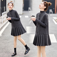 小香风气质背心百褶裙打底两件套女2025春秋新款时尚减龄套装裙子，女装套装/套裙，流量+