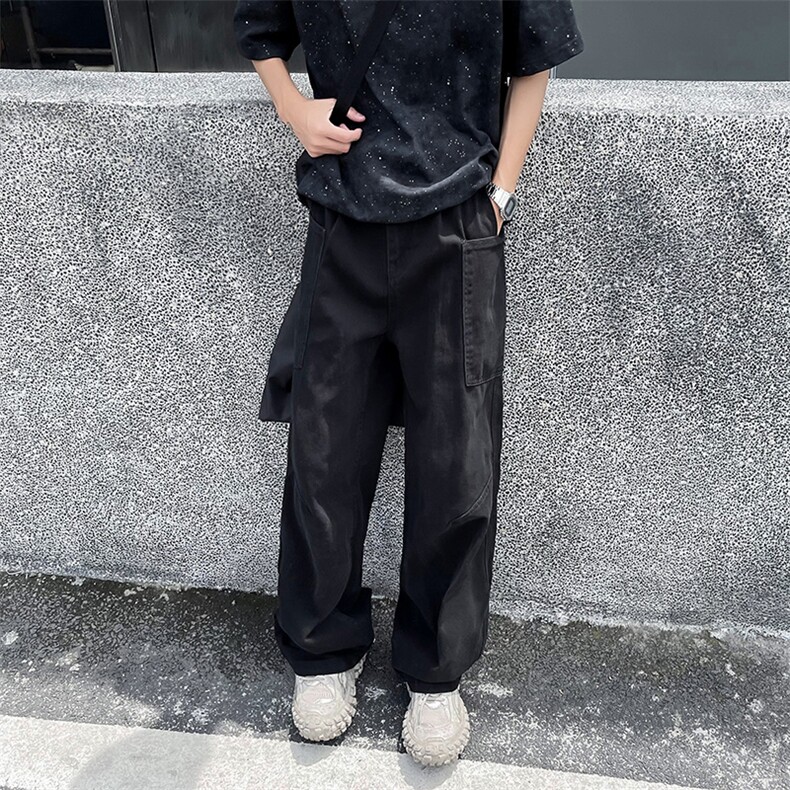 美式高街牛仔裤男阔腿宽松直筒复古口袋工装裤拖地裤潮81777-P50,男装牛仔裤,星座1008