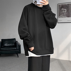 8XL-M假两件卫衣加肥加大码重磅拼接外套圆领套头WY5103P55加绒65，女装短外套，电商B238