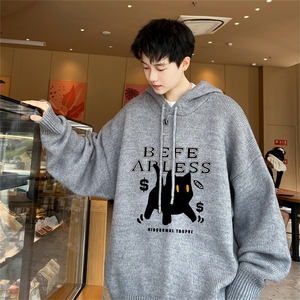 高品秋冬季连帽毛衣男复古慵懒风针织衫毛衣外套MYL3338-P65控88图片