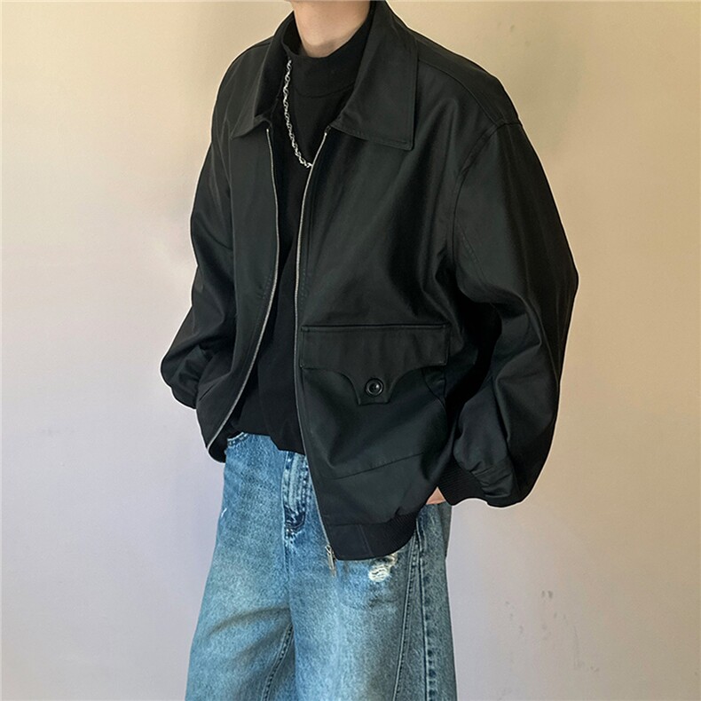 主推现货PU皮夹克外套宽松皮衣A351-AP2401-P110,男装夹克,电商A351