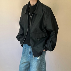 主推现货PU皮夹克外套宽松皮衣A351-AP2401-P110，男装夹克，电商A351