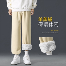 秋冬季新款加绒加厚保暖宽松休闲羊羔绒束脚卫裤男WK130-特批-50，男装休闲裤，星座718-1
