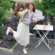 流苏针织马甲连衣裙女2025春秋新款法式温柔风初恋长裙，女装连衣裙，C位