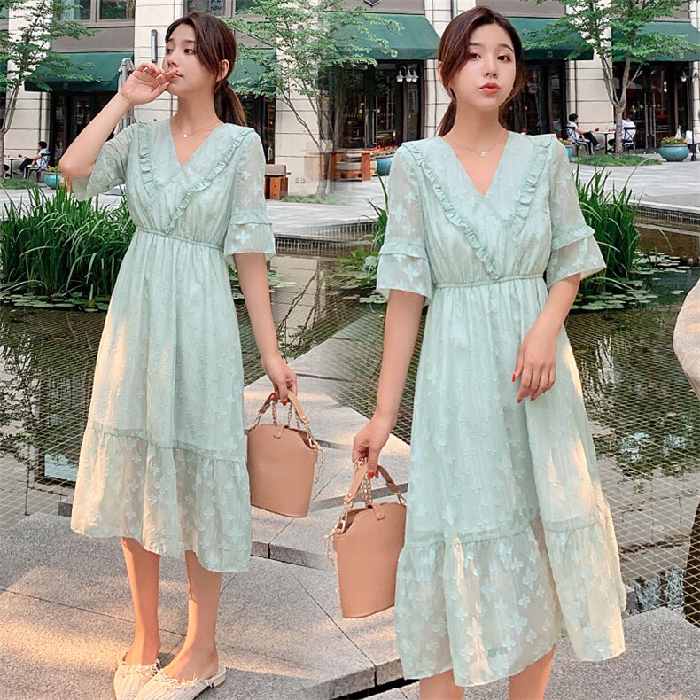 春夏超显瘦连衣裙桑蚕丝时尚通勤刺绣短袖连衣裙9911,女装连衣裙,依多米
