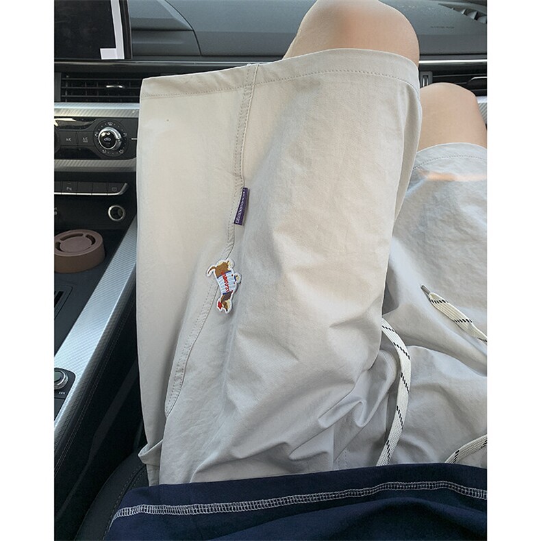 腊肠狗刺绣拼接短裤男夏外穿直筒薄款速干沙滩中裤运动四五分裤子图片