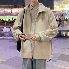 麂皮绒立领夹克男宽松落肩纯色上衣外套JK720-P68，男装夹克，星座1204-3