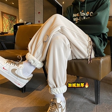 加绒加厚休闲运动卫裤男美式针织束脚裤子715-6-BX04P55（控78），男装休闲裤，星座715-6