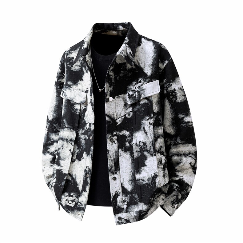 可二开定制扎染雾霾小香风面料大码M-5XL夹克男JK78082P79控128，男装夹克，星座227-7