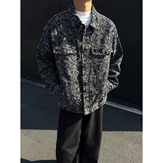 B221美式高街暗黑小众重工艺印花牛仔外套SY2536-特P70控118，男装工装外套，电商B221
