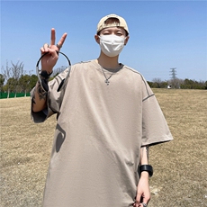 2025高品质300克全棉双纱短袖纯色暨明线T恤打底衫男RH7716-P30，男装T恤，星座610B-1