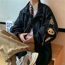 外套男小众春秋植绒小熊刺绣夹克男oversize工装棒球服JK452-P60，男装夹克，星座1008-1