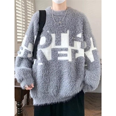 1506-1/MRM4271/P62美式圆领字母毛衣秋冬情侣款宽松复古慵懒风，男装针织衫/毛衣，星座1506-1