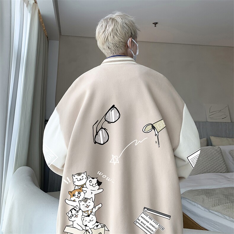 摇粒绒棒球服男大码开衫卫衣男夹克BF86115-P65,男装夹克,电商A040