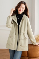 派克棉服女中长款加绒加厚外套冬季2024新款时尚宽松休闲连帽棉服，女装棉衣/棉服，以桐