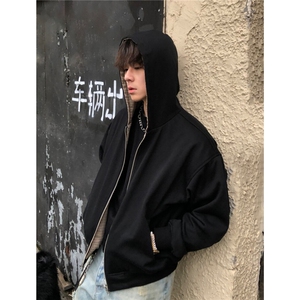 网图秋冬 双面穿千鸟格拉链连帽开衫情侣卫衣男女外套 H1130特P65图片