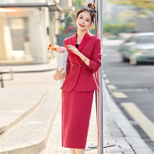 气质女神范西装套装裙女2025春秋新款高级感韩版小西服职业两件套图片