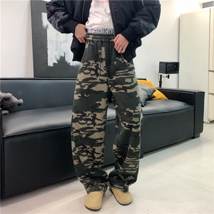 KZ116-尺码S-3XL-P45-X80-美式复古迷彩针织卫裤宽松弯刀休闲裤