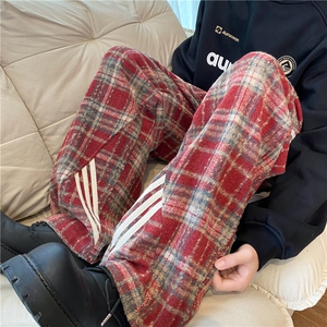 抖音品质秋冬新款复古格子条纹宽松休闲裤B315-K826-特p40控78图片