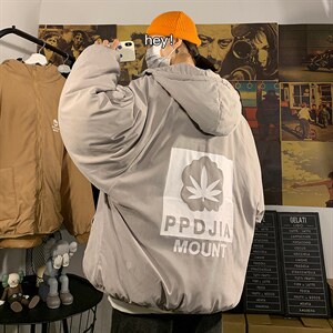 2021冬季新港风海报男大码印花保暖加厚加衣面包服M702-P85,男装棉衣,电商A001