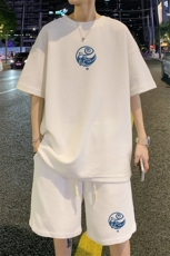 ！2025夏季新款男士华夫格短袖T恤套装学生一套HTZ126P50，男装T恤，电商B220