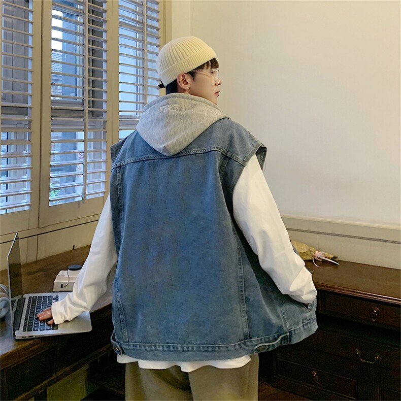 牛仔马甲男2025年秋季新款宽松夹克港风百搭工装外套MJ115-P60,男装夹克,星座1103-3