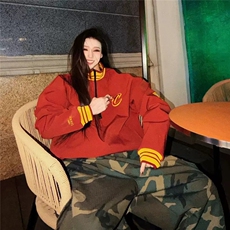 1506/QT6160/P73新款刺绣美式复古球服詹姆斯款半拉链卫衣情侣，男装卫衣，星座1506