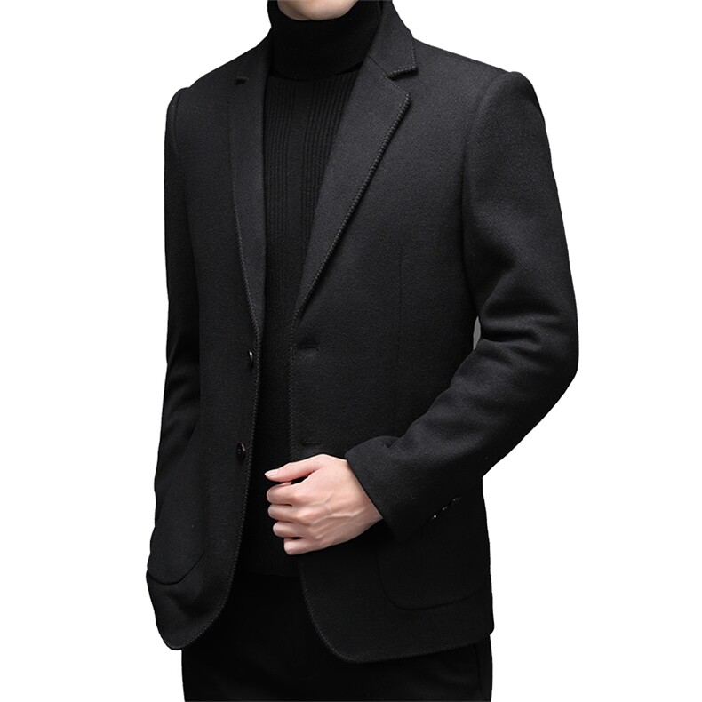 CKM903钱塘2020-2中年男士商务休闲时尚百搭冬季厚款毛呢西服P122,男装毛呢大衣,钱塘207-2