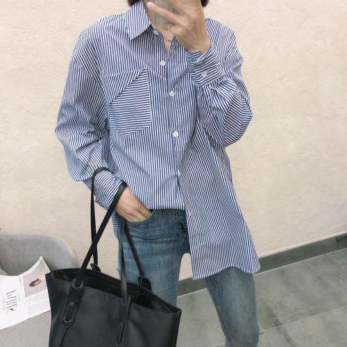 春夏条纹衬衫，女装衬衫，变色鸟(4F)