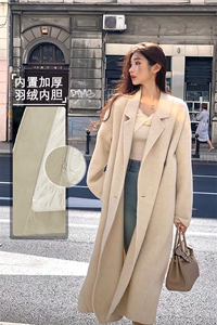 美拉德可拆卸白鸭绒内胆毛呢外套女2025冬新款小个子高级呢子大衣图片